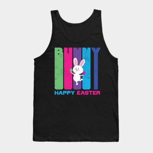 Bunny Happy Easter - Colorful Cute Easter Eggs Gift - Grunge Tank Top